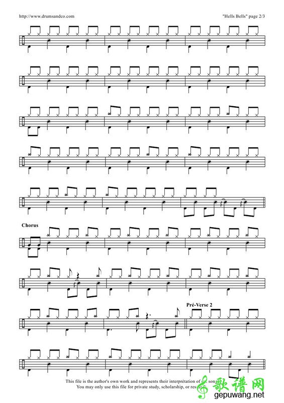 Hells Bells-ACDC爵士鼓谱