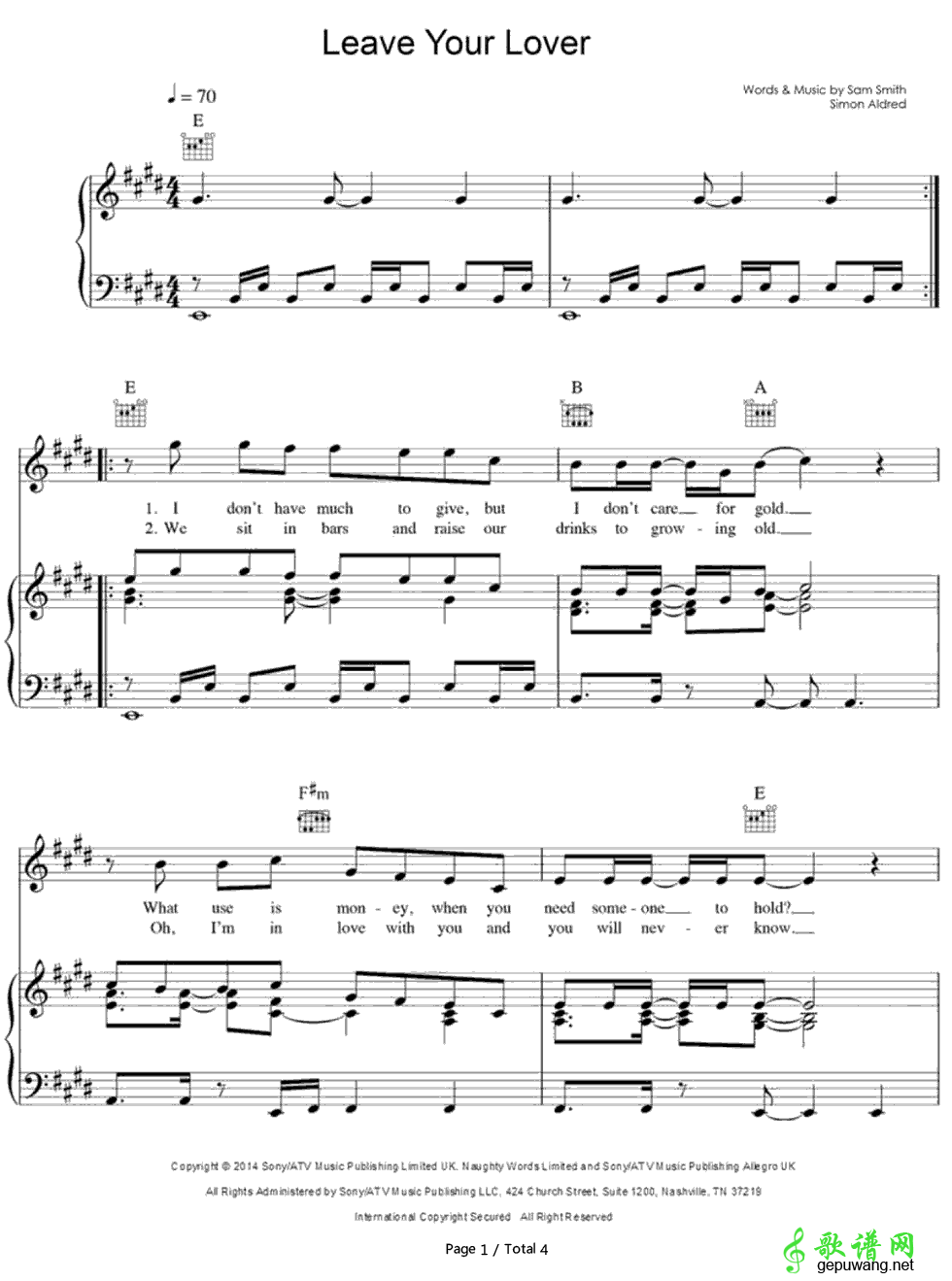 Leave Your Lover Sam Smith-Leave Your Lover 线
