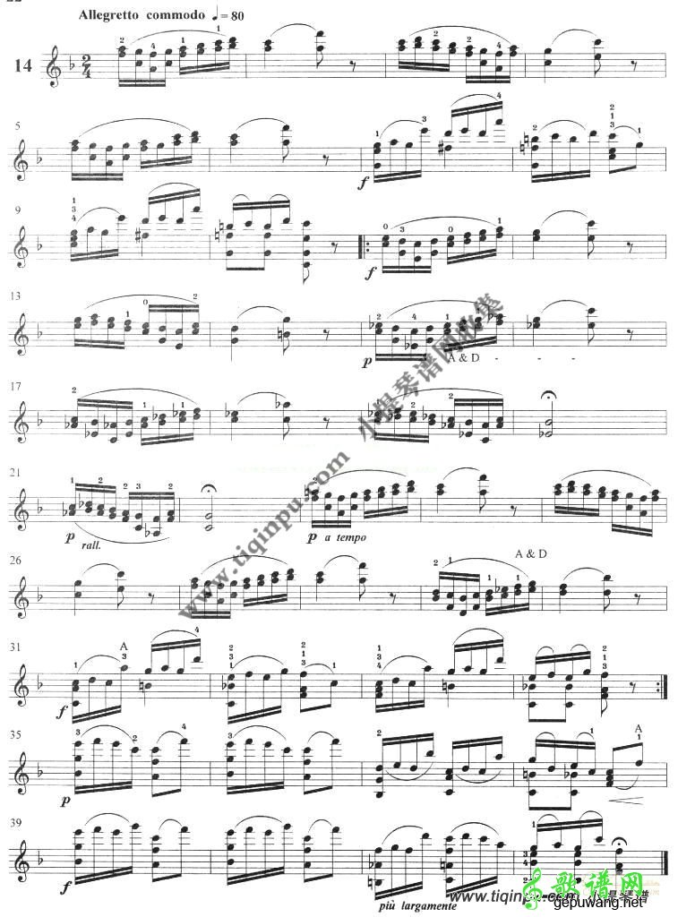 顿特 作品35 小提琴24首练习曲与随想曲14-20