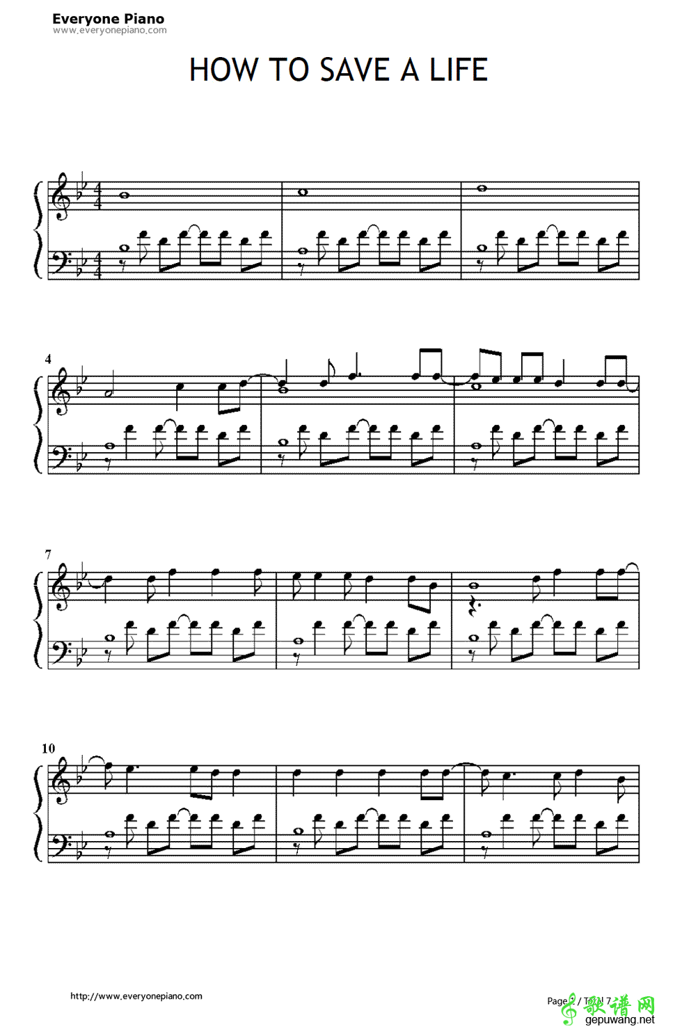 How to Save a Life The Fray-How to Save a Life钢琴