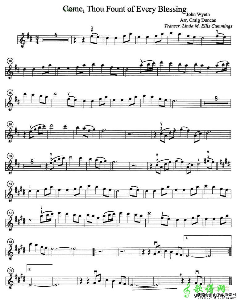 Come，Thou Fount of Every Blessing