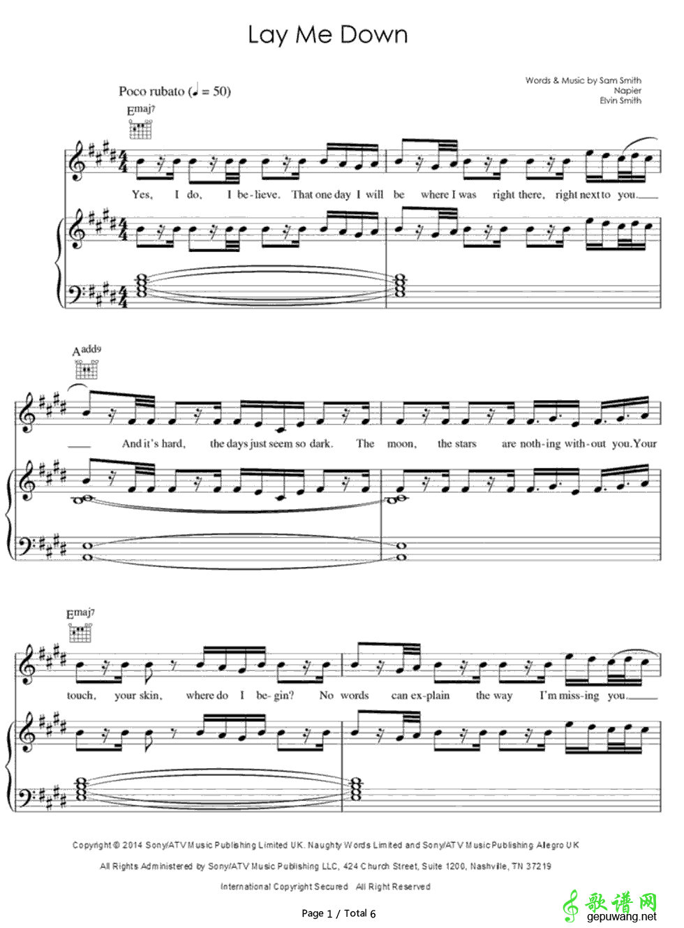Lay Me Down Sam Smith-Lay Me Down  