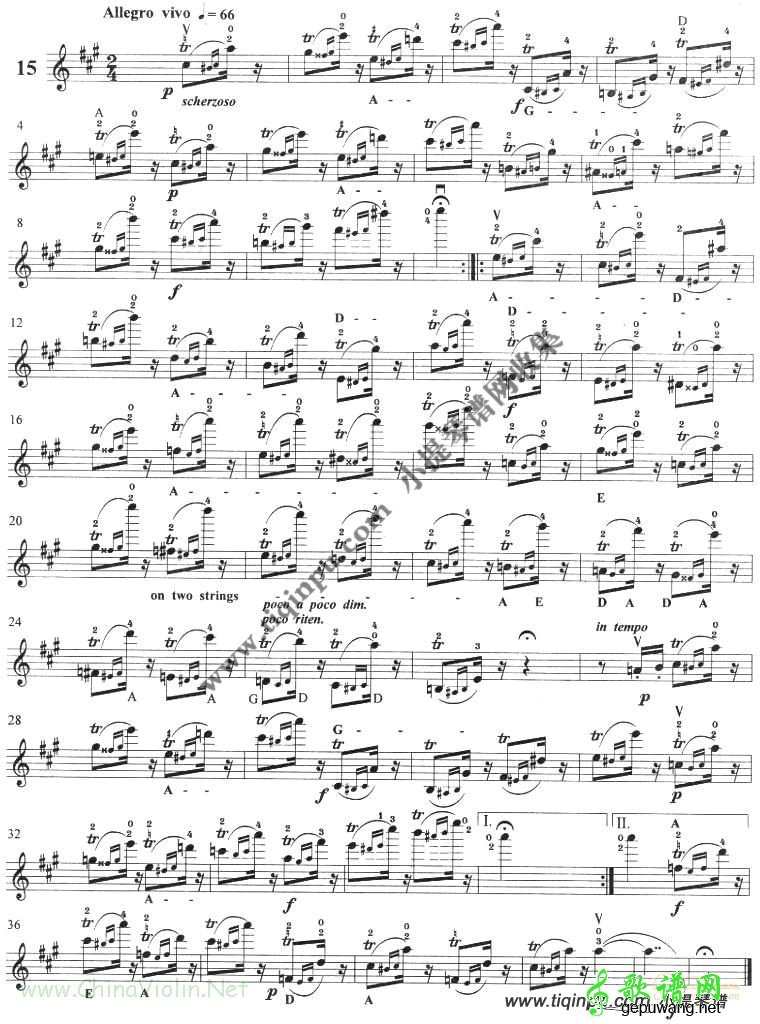 顿特 作品35 小提琴24首练习曲与随想曲14-20