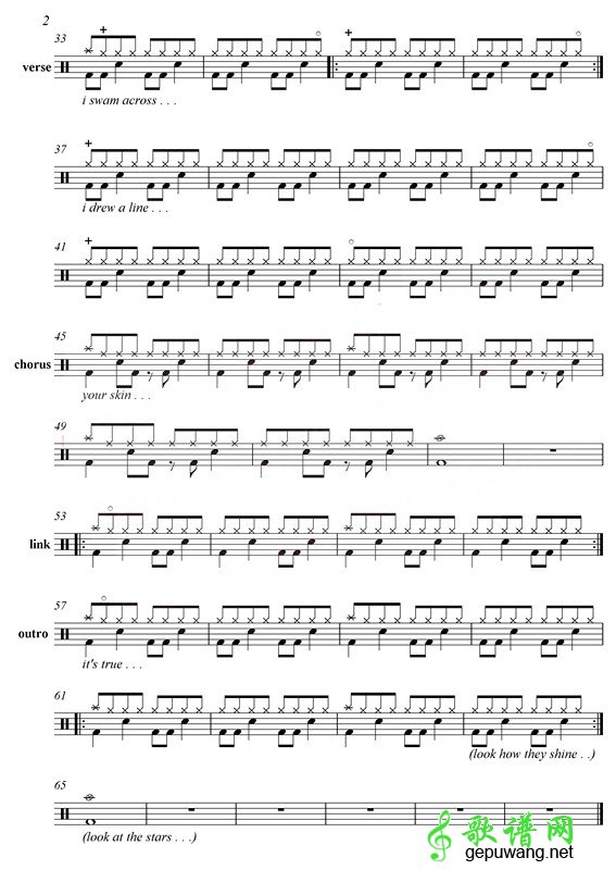 Coldplay - Yellow爵士鼓谱