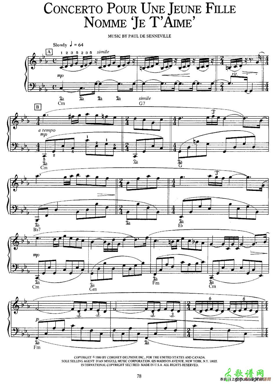 Concerto Pour Une Jeune Fille Nommee `je T`aime` 五