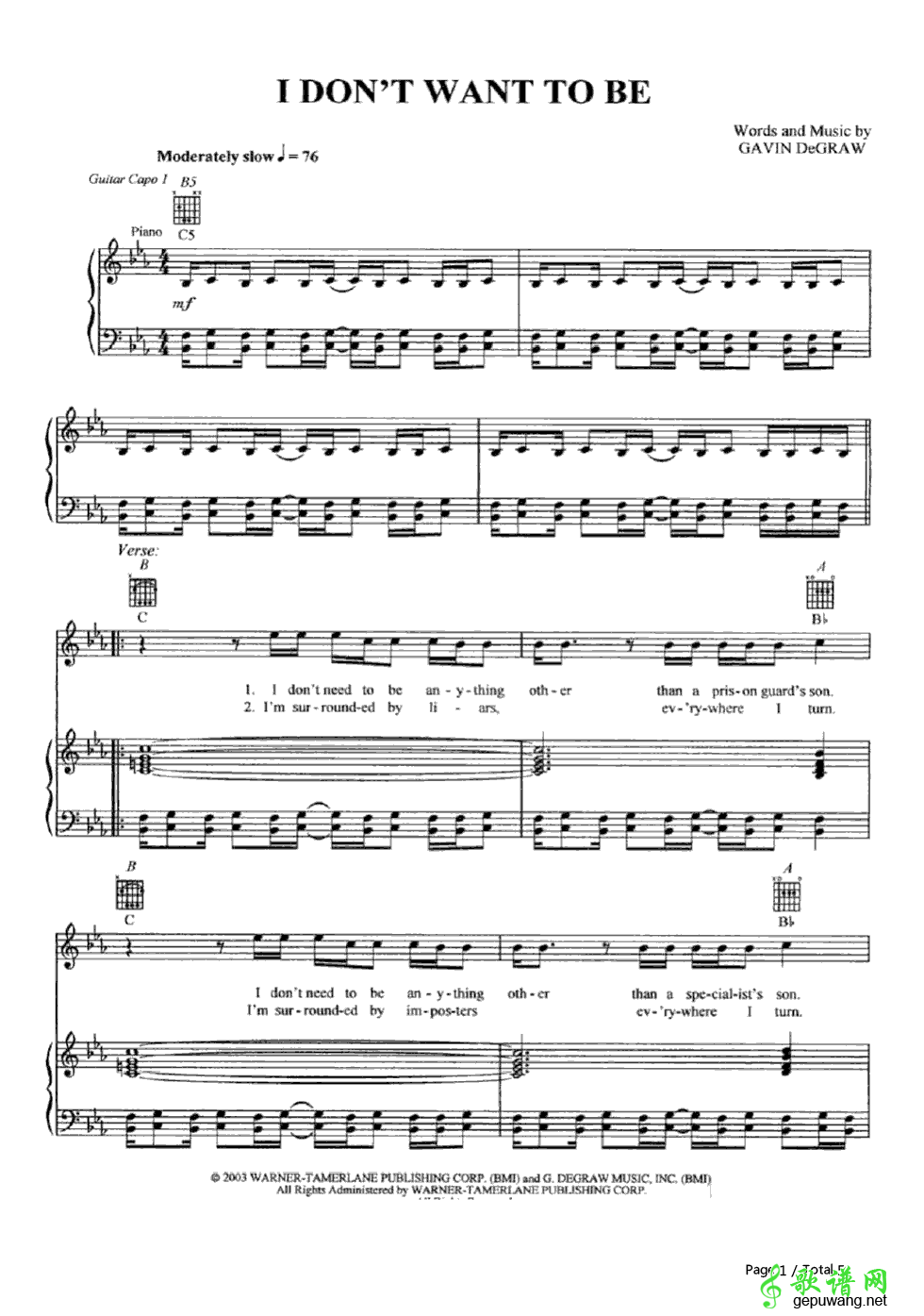 I Don't Want to Be Gavin DeGraw-I Don't Want to Be