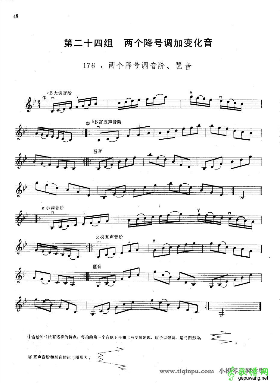 两个降号调音阶及琵音练习