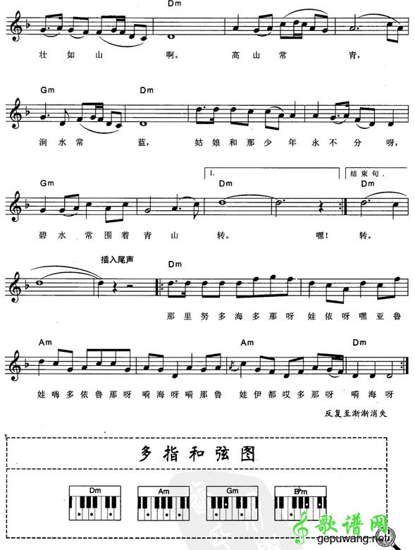 阿里山的姑娘电子琴谱