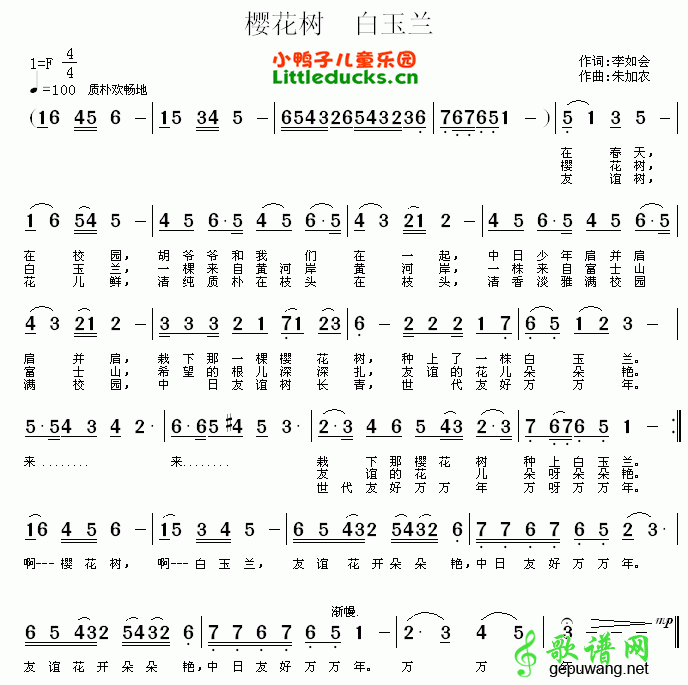樱花树白玉兰