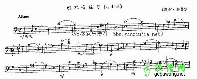 大提琴双音练习