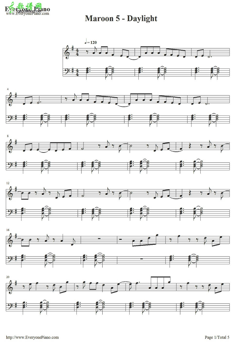 Daylight Maroon 5-Daylight 