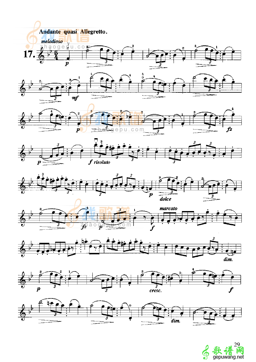 开塞小提琴练习曲36首15