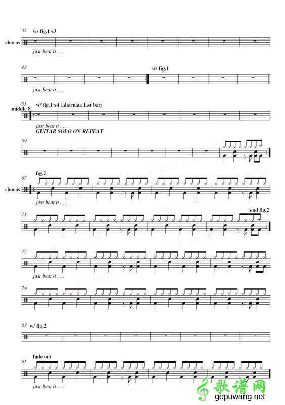 Beat it(Michael Jackson)爵士鼓谱