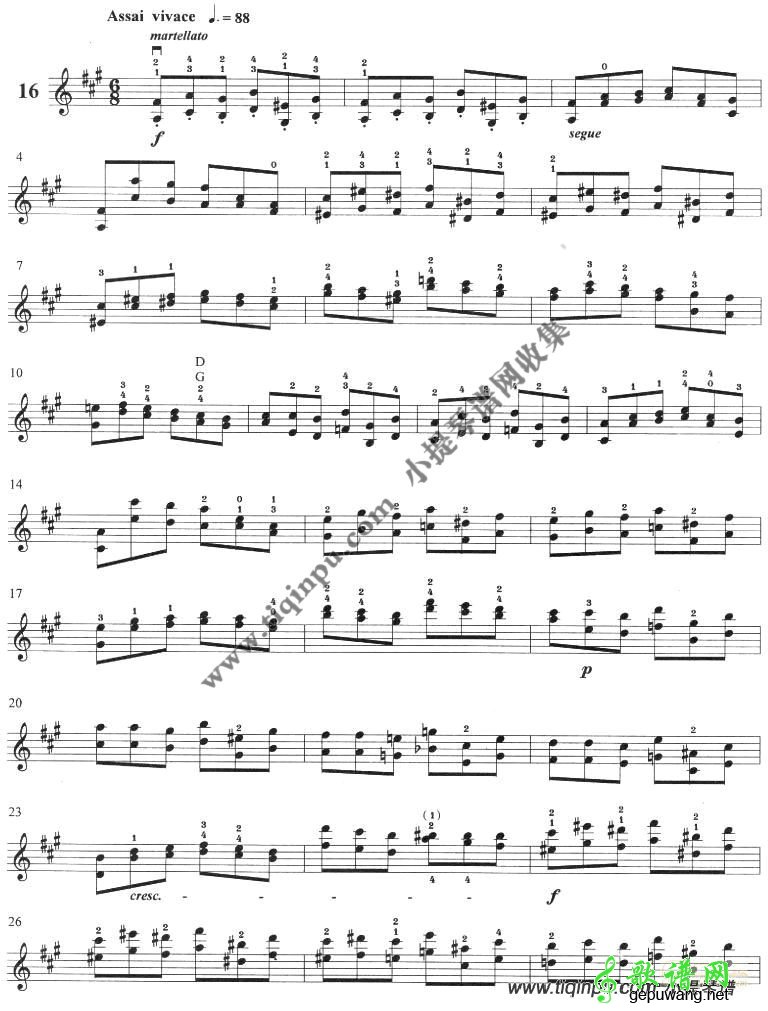 顿特 作品35 小提琴24首练习曲与随想曲14-20