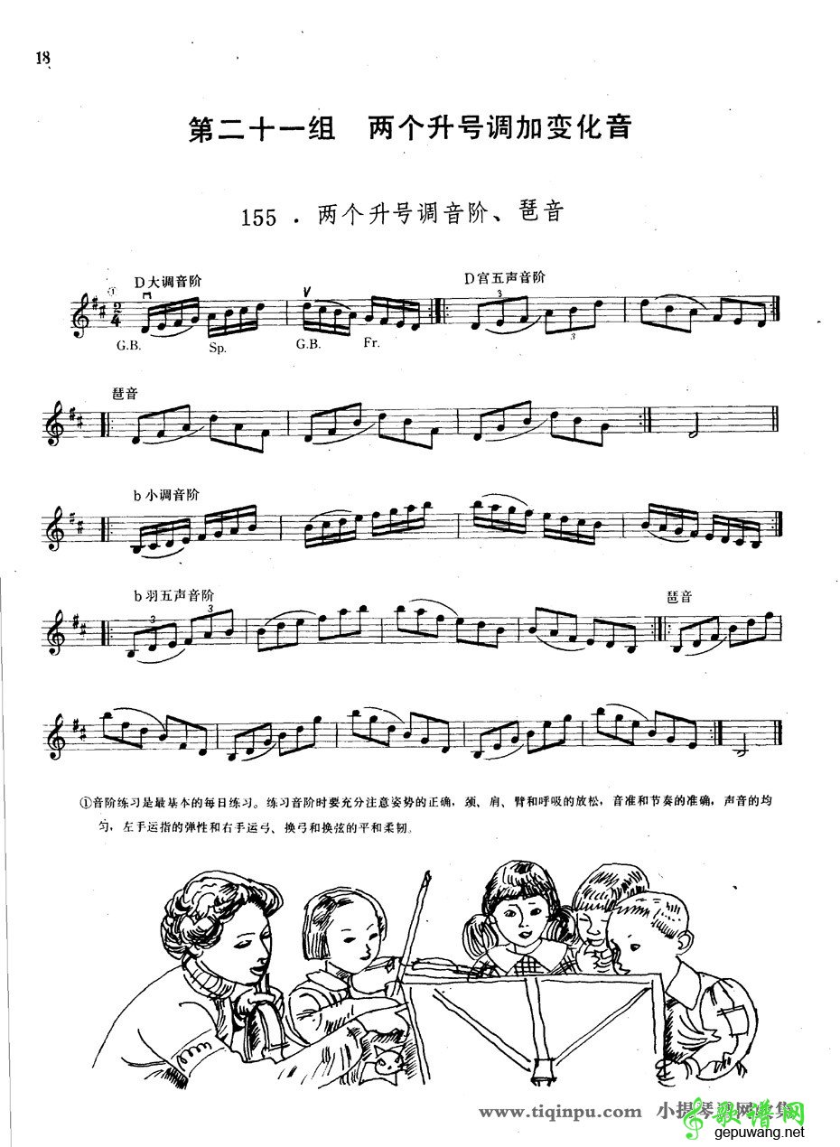 两个升号调音阶及琵音练习