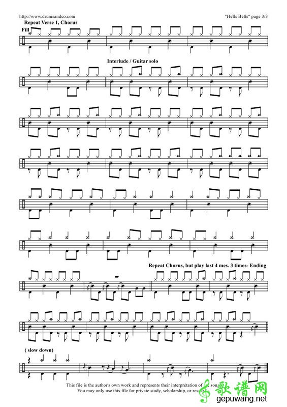 Hells Bells-ACDC爵士鼓谱