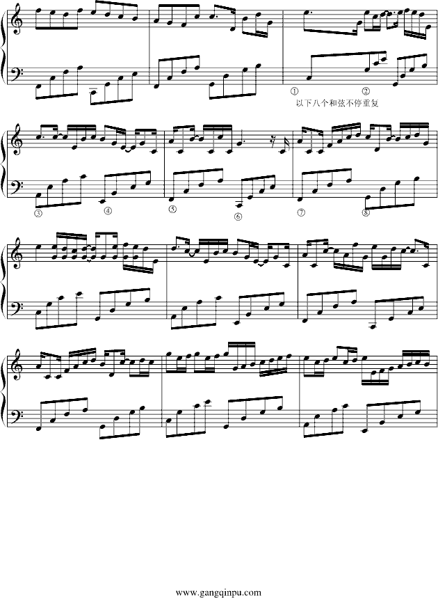 卡农钢琴曲 